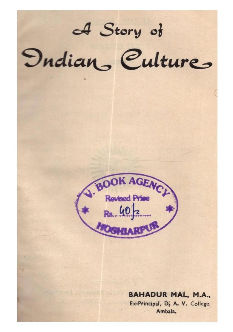 A Story of Indian Culture (An Old and Rare Book) - Indya