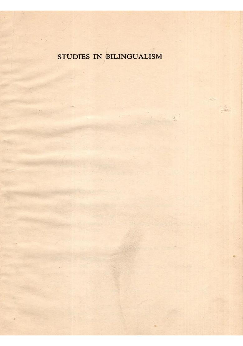 Studies in Bilingualism (An Old and Rare Book: Only 1 Quantity Available) - Indya