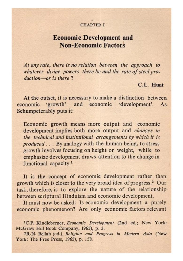 The Hindu Scriptural Value System and the Economic Development of India (An Old and Rare Book) - Indya
