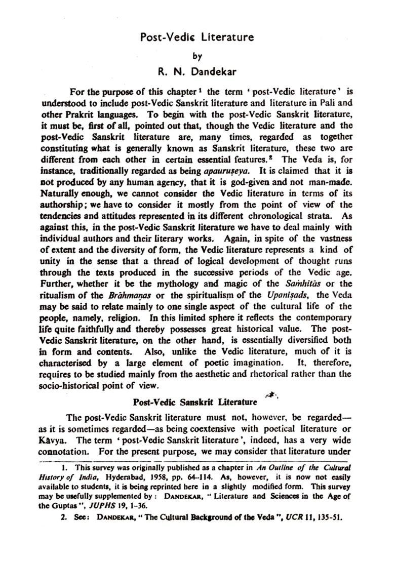 Post-Vedic Literature (An Old and Rare Book) - Indya