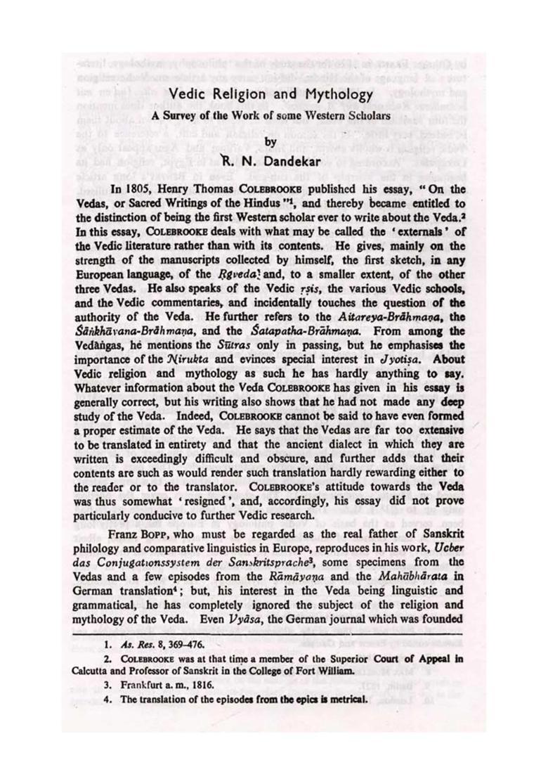 Vedic Religion and Mythology (A Survey of the Work of some Western Scholars) An Old and Rare Book - Indya