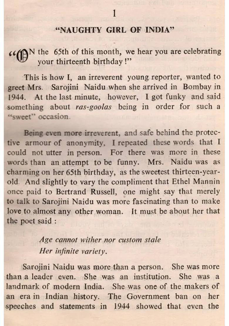 Sarojini Naidu- An Introduction to a Fascinating Personality (An Old and Rare Book) - Indya