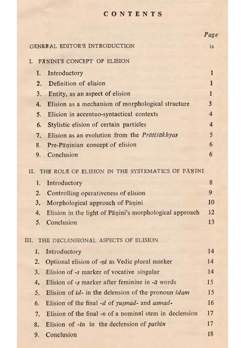 Panini and Elision- Being an Analytical Study of Panini
