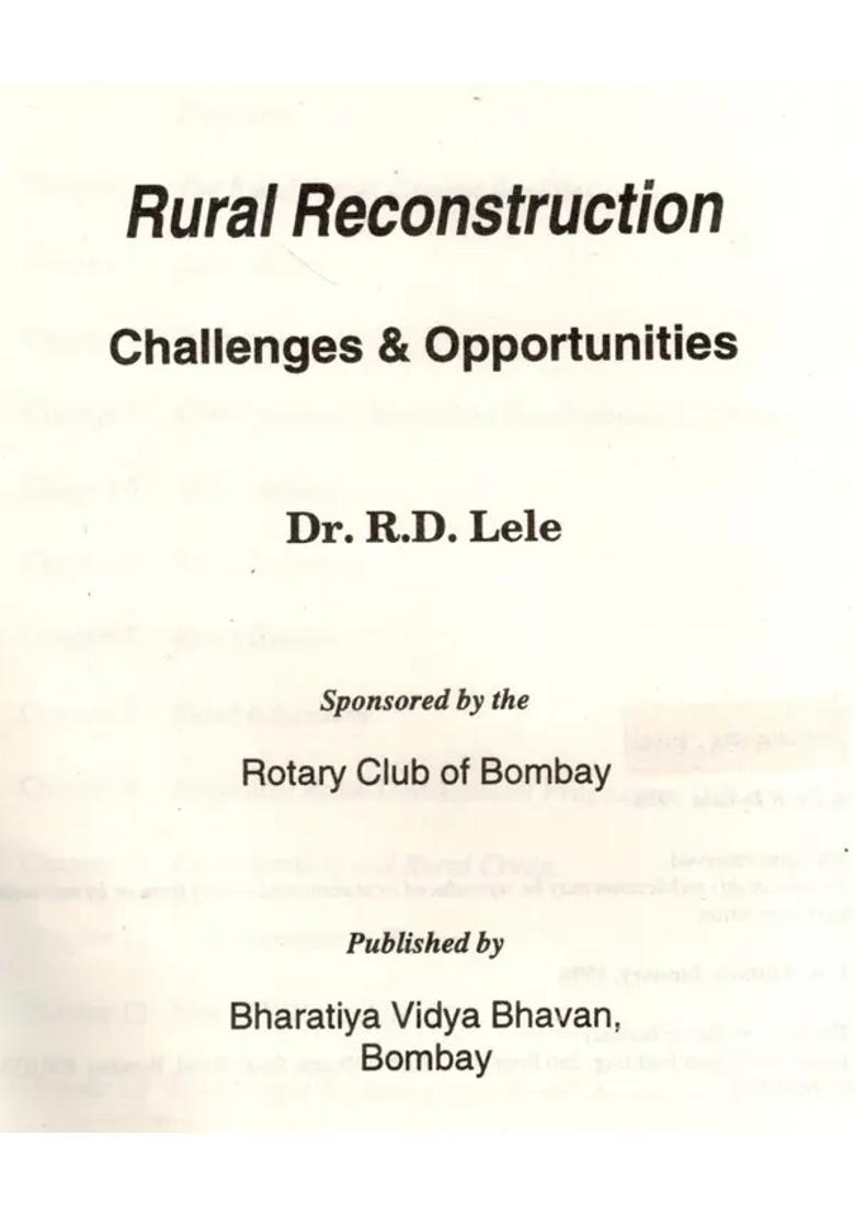 Rural Reconstruction Challenges & Opportunities (An Old and Rare Book) - Indya
