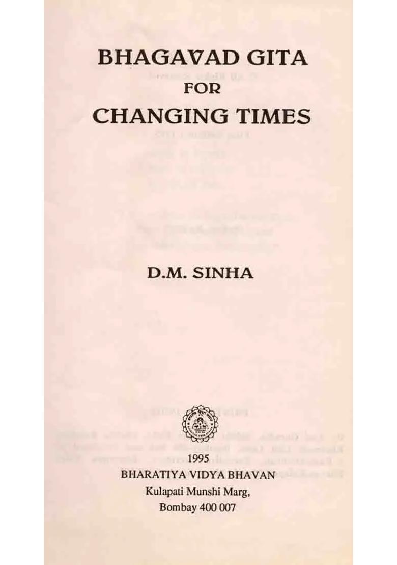 Bhagavad Gita for Changing Times (An Old and Rare Book) - Indya