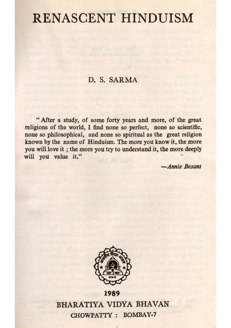 Renascent Hinduism (An Old and Rare Book) - Indya