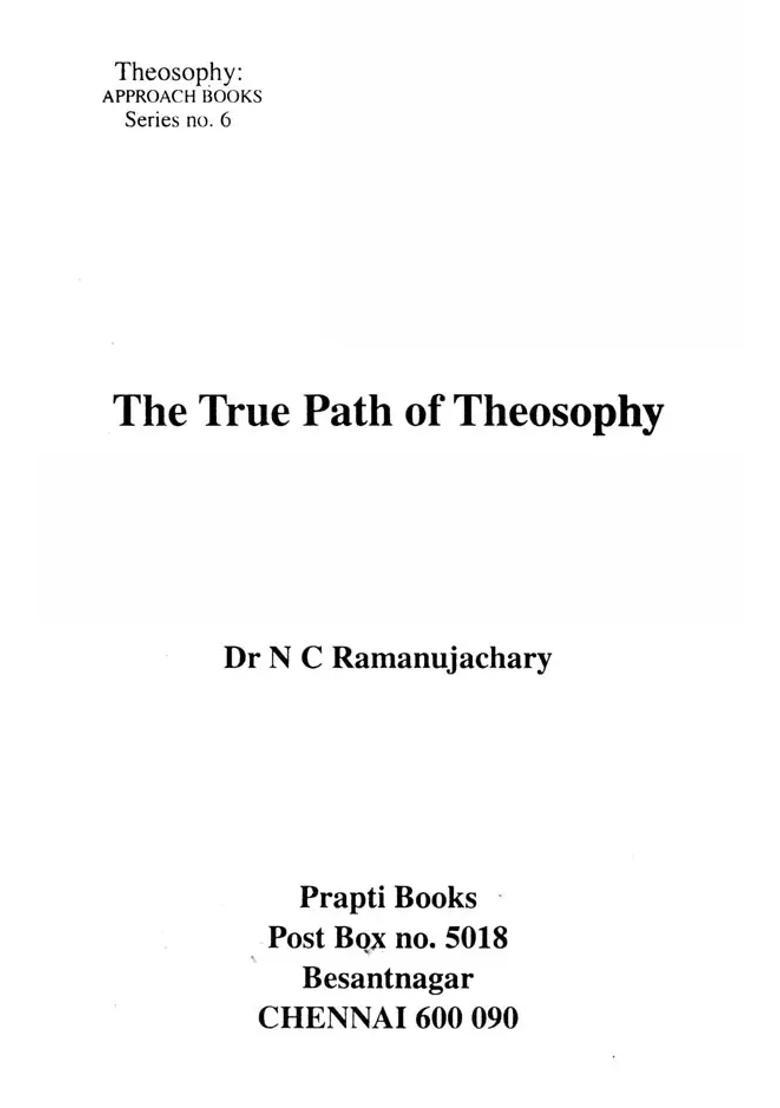 The True Path of Theosophy (An Old and Rare Book) - Indya