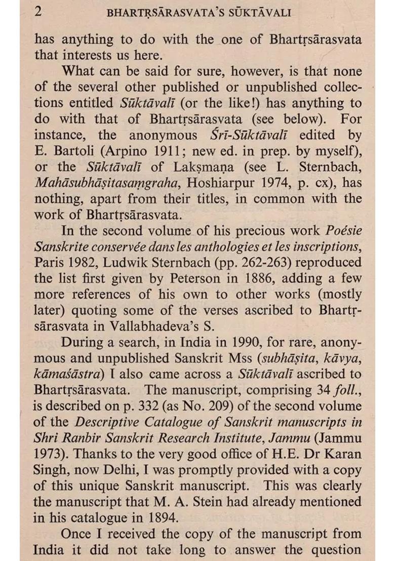 Suktavali of Bhartrsarasvata - Srngarapaddhati (An Old and Rare Book) - Indya