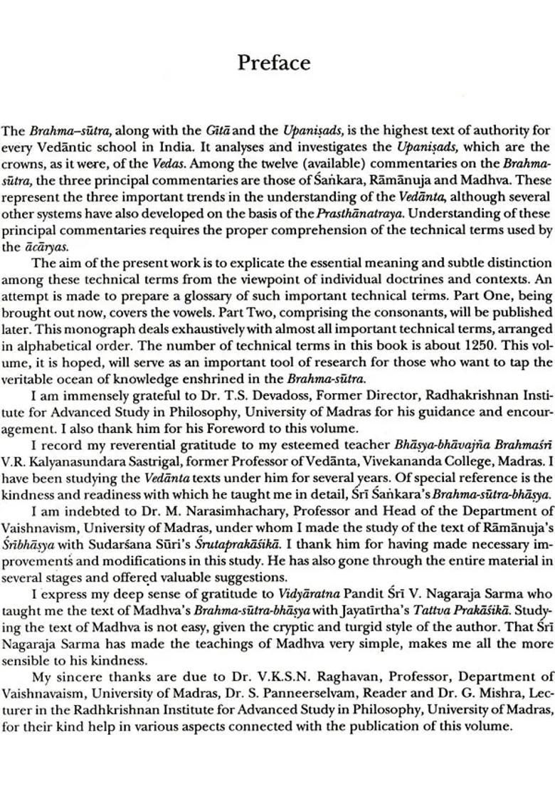 A Glossary of Technical Terms in the Commentaries of Sankara (Shankaracharya), Ramanuja and Madhva on the Brahma-Sutras - Part One - Indya