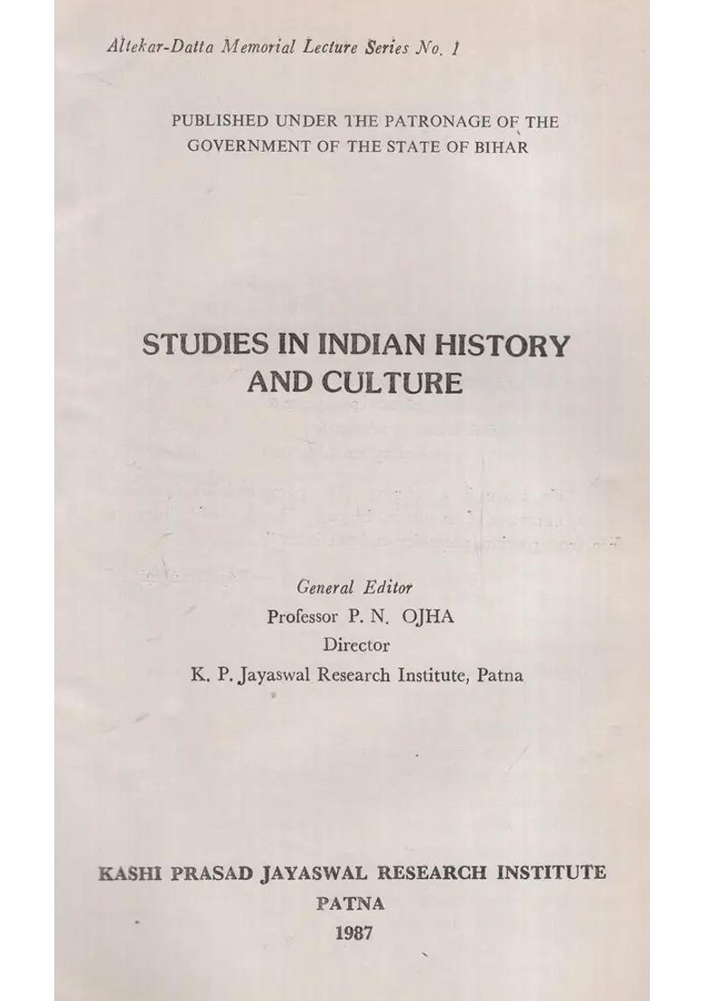 Studies in Indian History and Culture- (1985 to 1989) (Set of 4 Volumes) (An Old and Rare Book) - Indya