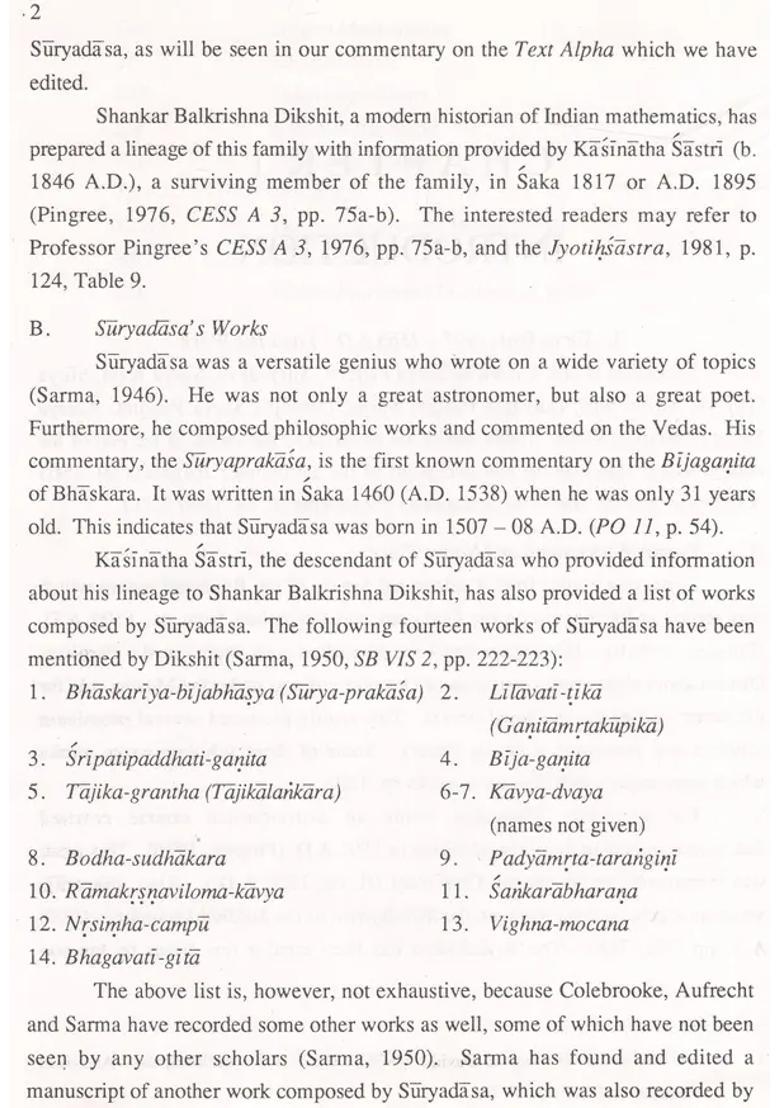 The Suryaprakasa of Suryadasa - A Commentary on Bhaskaracarya