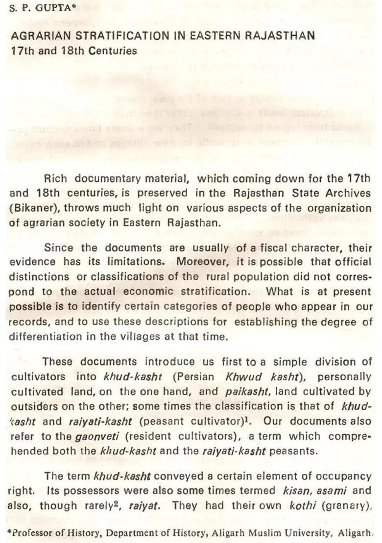 The Peasantry Through the Ages in Western India With Special Reference to Rajasthan- A Study Of Select Problems (An Old Book) - Indya