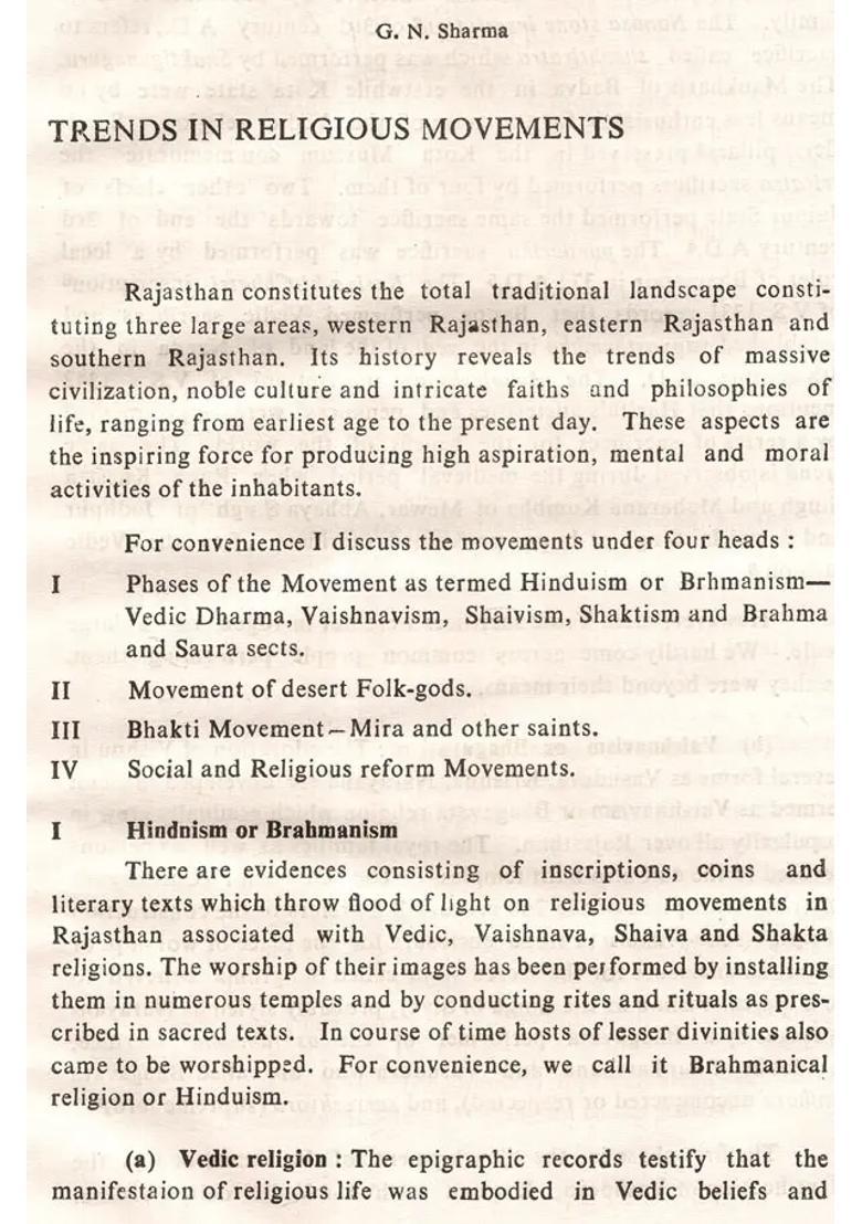 Religious Movements In Rajasthan Ideas and Antiquities (An Old and Rare Book) - Indya