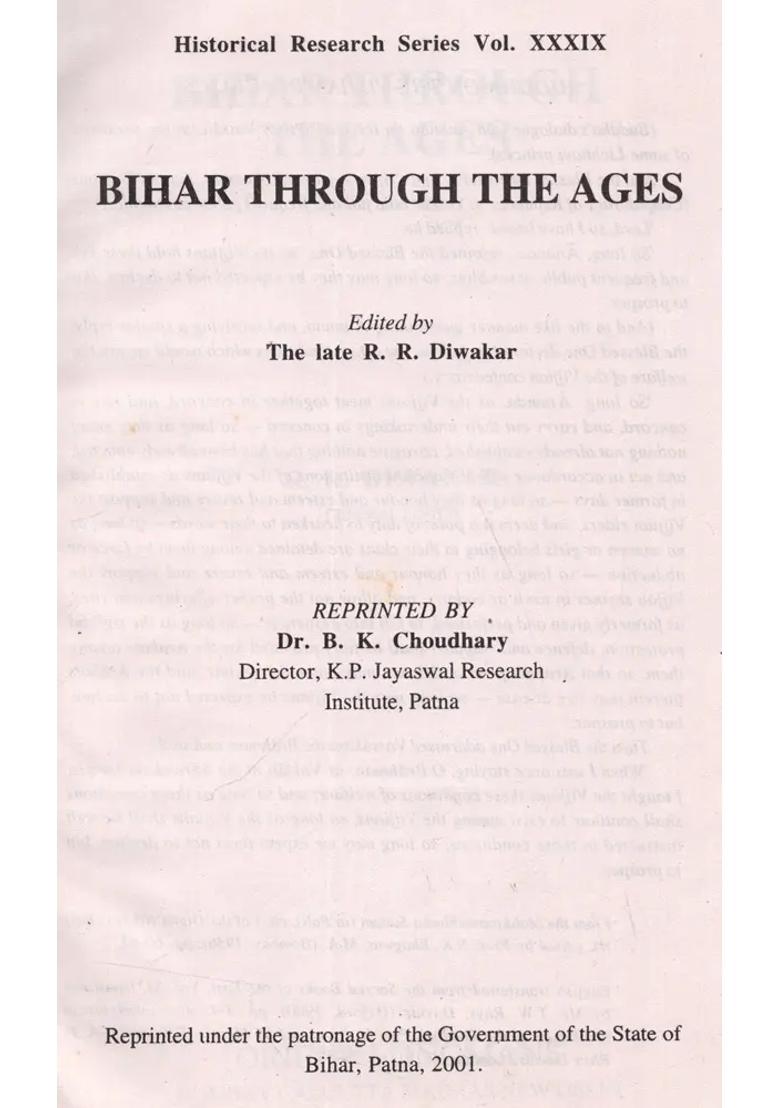 Bihar Through the Ages (An Old and Rare Book) - Indya