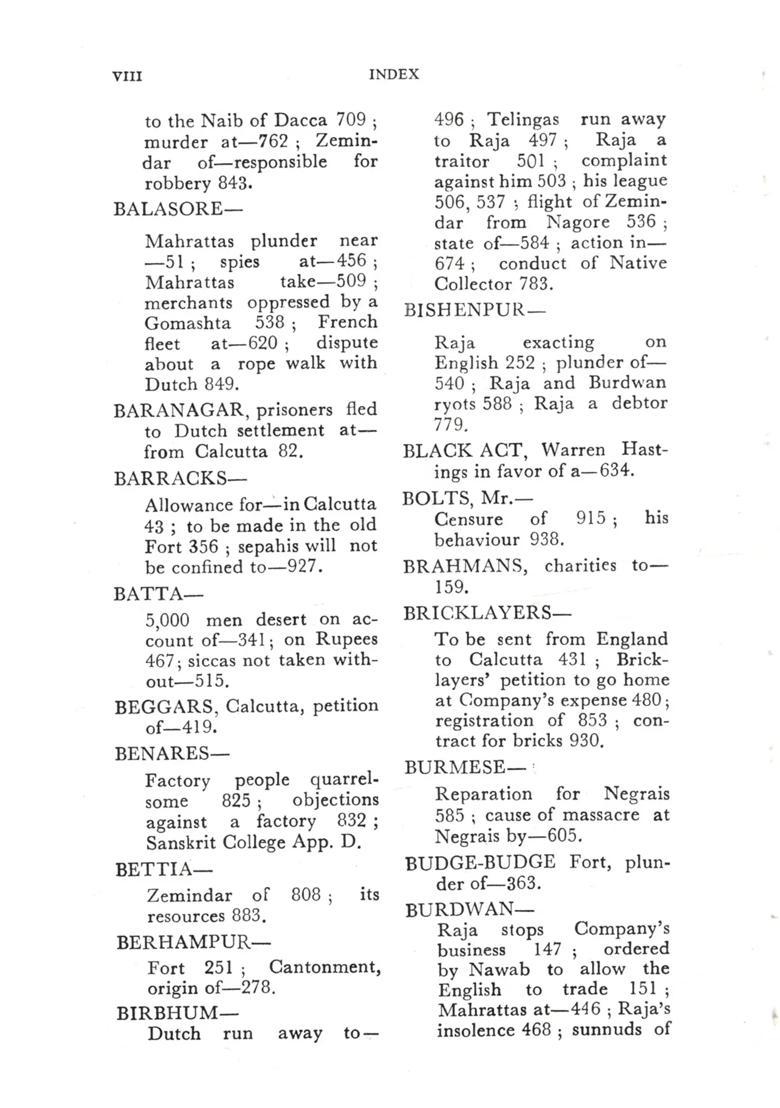 Selections from Unpublished Records of Government: For the Years 1748 to 1767 Inclusive Releting Mainly to the Social Condition of Bengal with a Map of Calcutta in 1784 - Indya