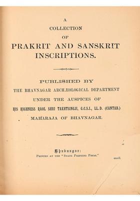 A Collection of Prakrit and Sanskrit Inscriptions (An Old and Rare Book)