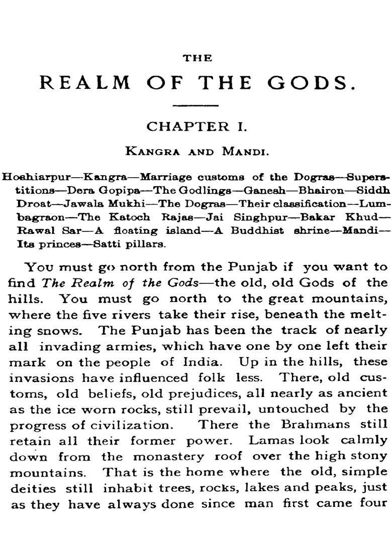 The Relam of the Gods (A Tale of Travel in Kangara, Mandi, Kulu, Chamba, Kishtawar, Kahsmir, Ladakh and Balistan) - Indya