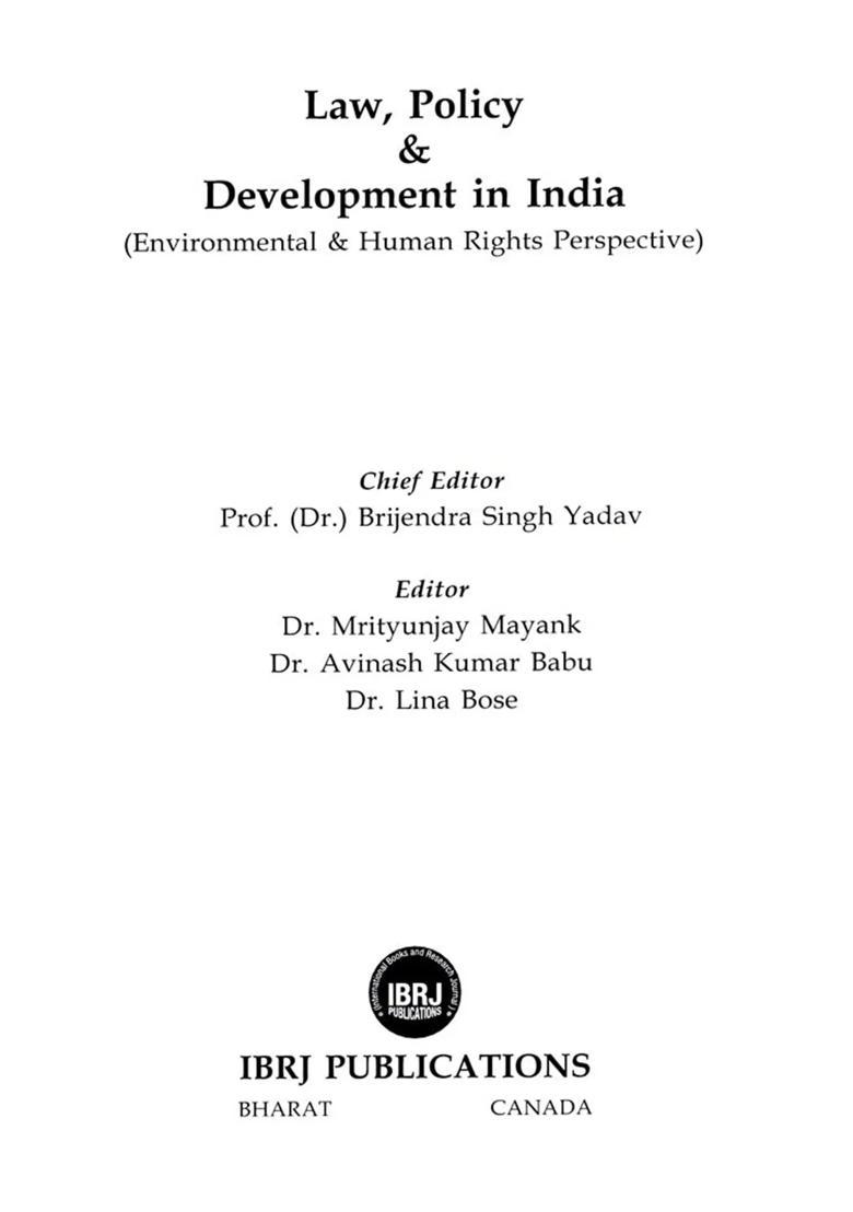 Law, Policy and Development in India- Environmental and Human Rights Perspective - Indya