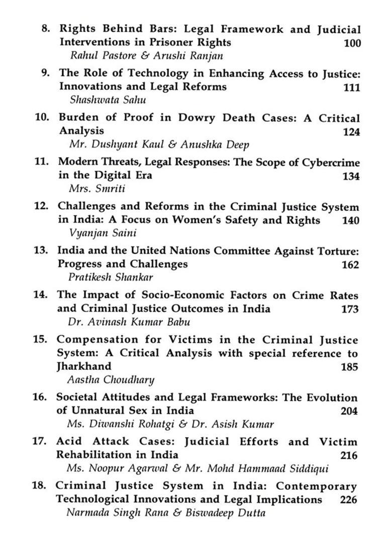 Modern Frontiers in Criminal Justice System in India: Contemporary Issues and Challenges - Indya