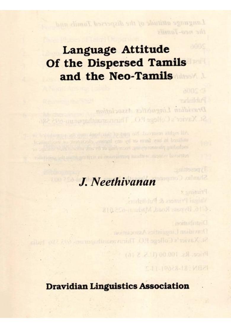 Language Attitude of the Dispersed Tamils and the Neo-Tamils - Indya