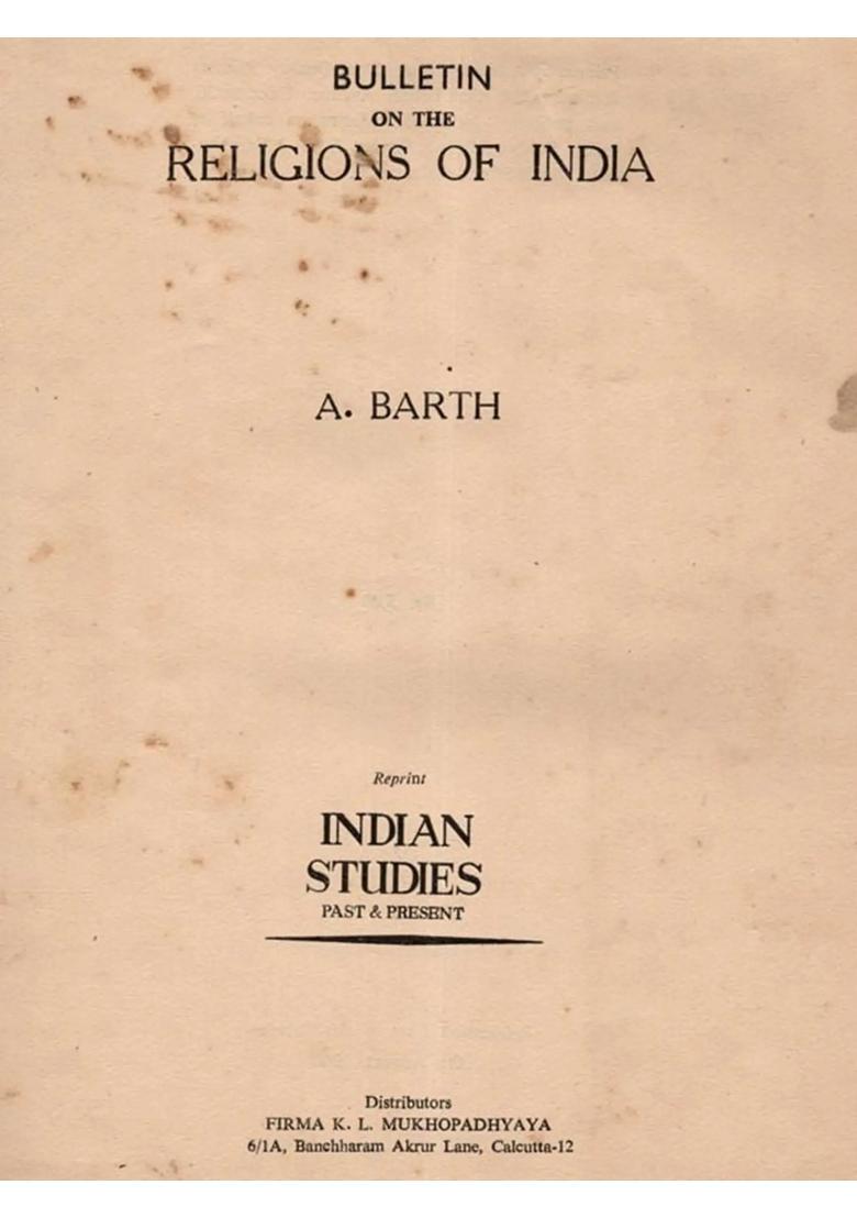 Bulletin on the Religion of India (An Old and Rare Book) - Indya