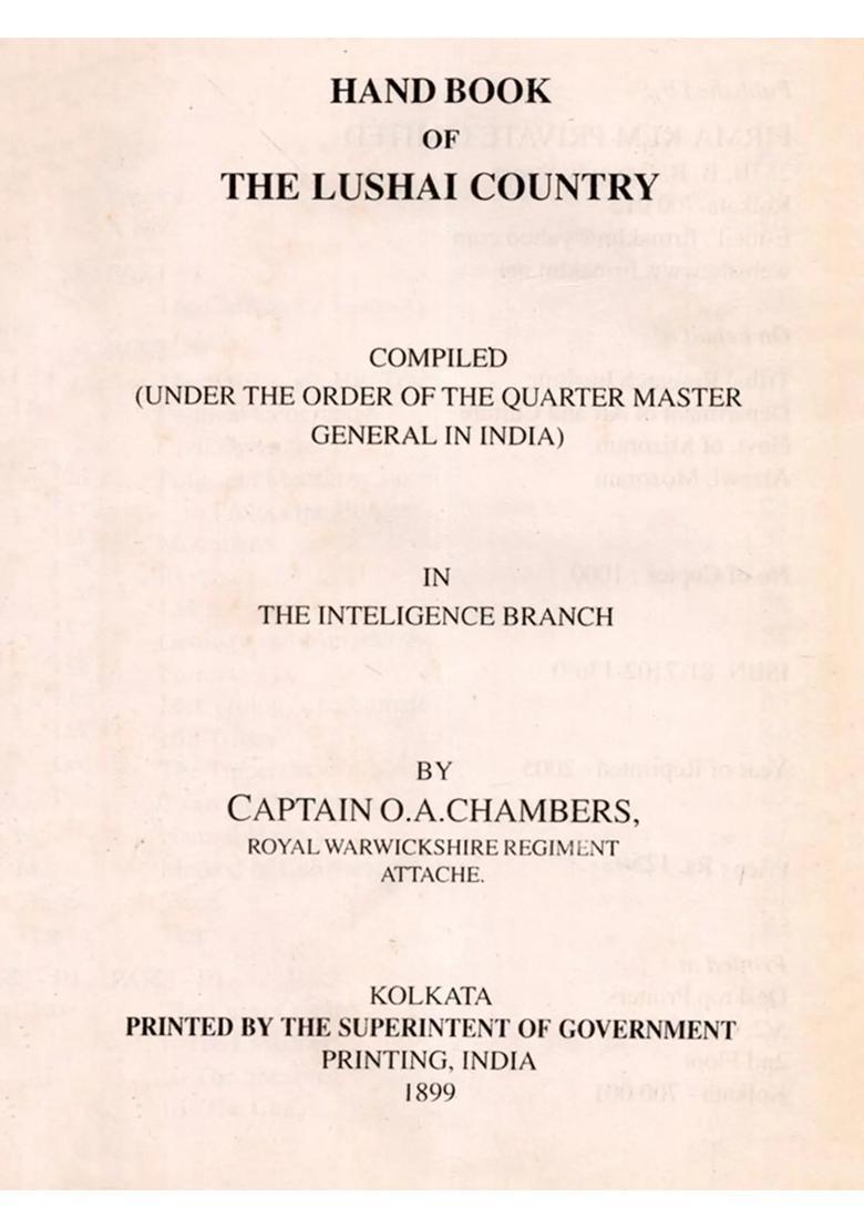 Hand Book of the Lushai Country (An Old and Rare Book) - Indya