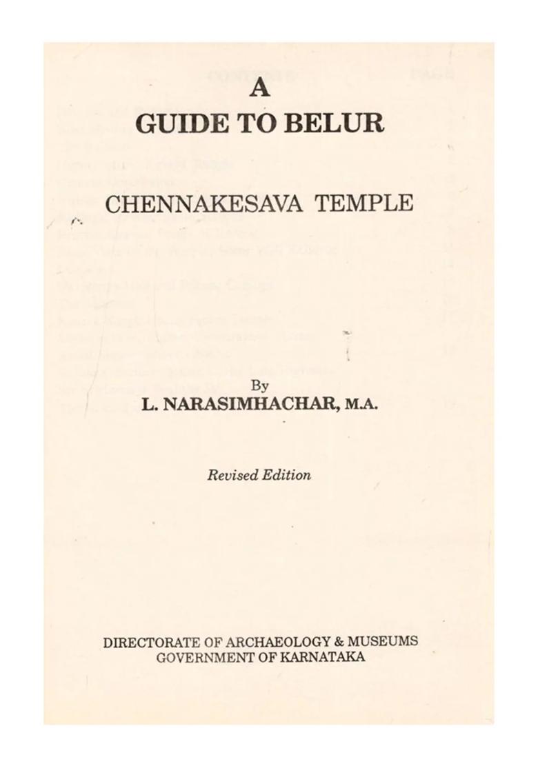 A Guide to Belur (Chennakesava Temple) (An Old and Rare Book) - Indya