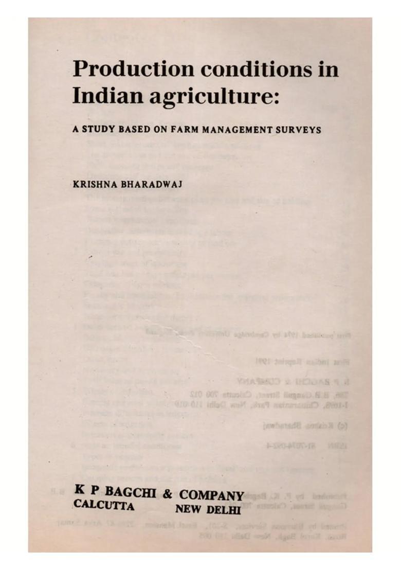 Production Conditions in Indian Agriculture: A Study Based on Farm Management Surveys (University of Cambridge Department of Applied Economics Occasional Paper 33, An Old and Rare Book) - Indya