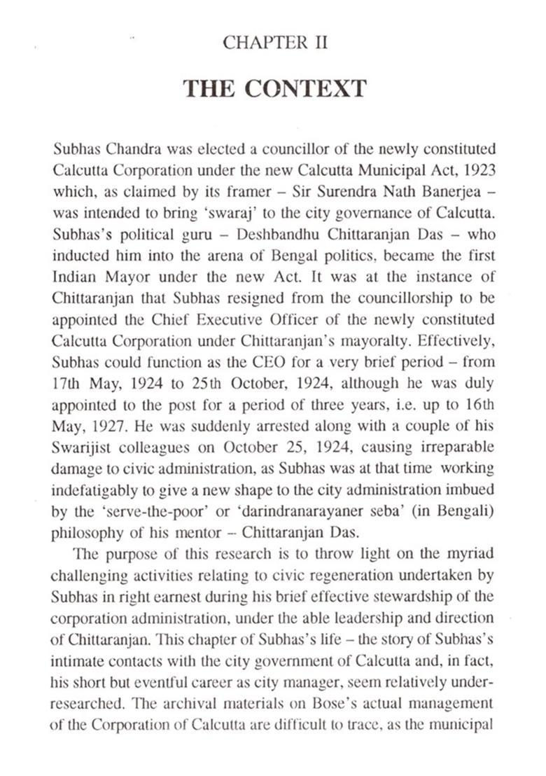 Subhas Chandra Bose as City Manager - Indya