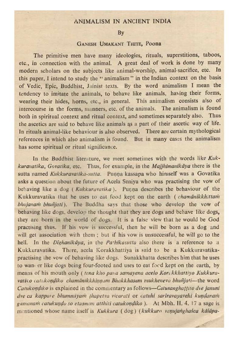 Animalism in Ancient India (An Old and Rare Book) - Indya