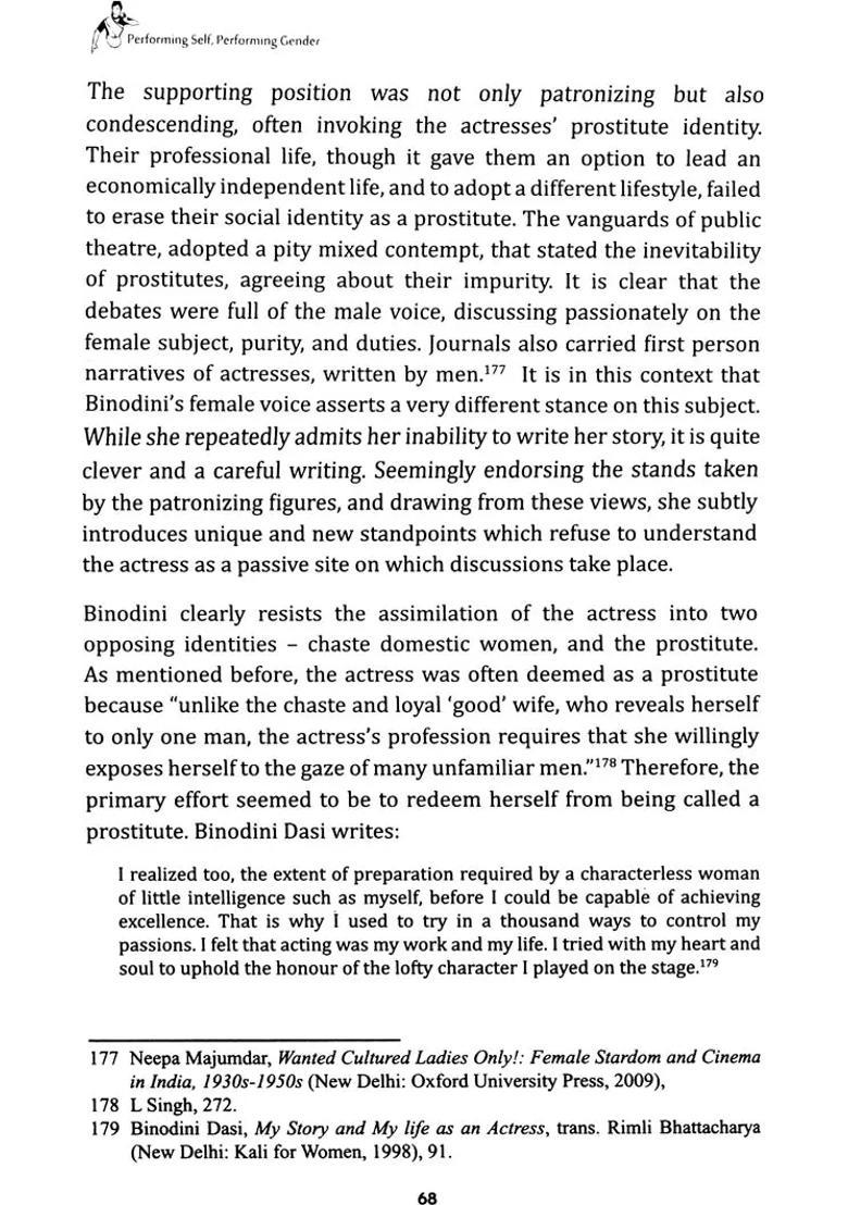 Performing Self, Performing Gender (Reading the Lives of Women Performers in Colonial India) - Indya