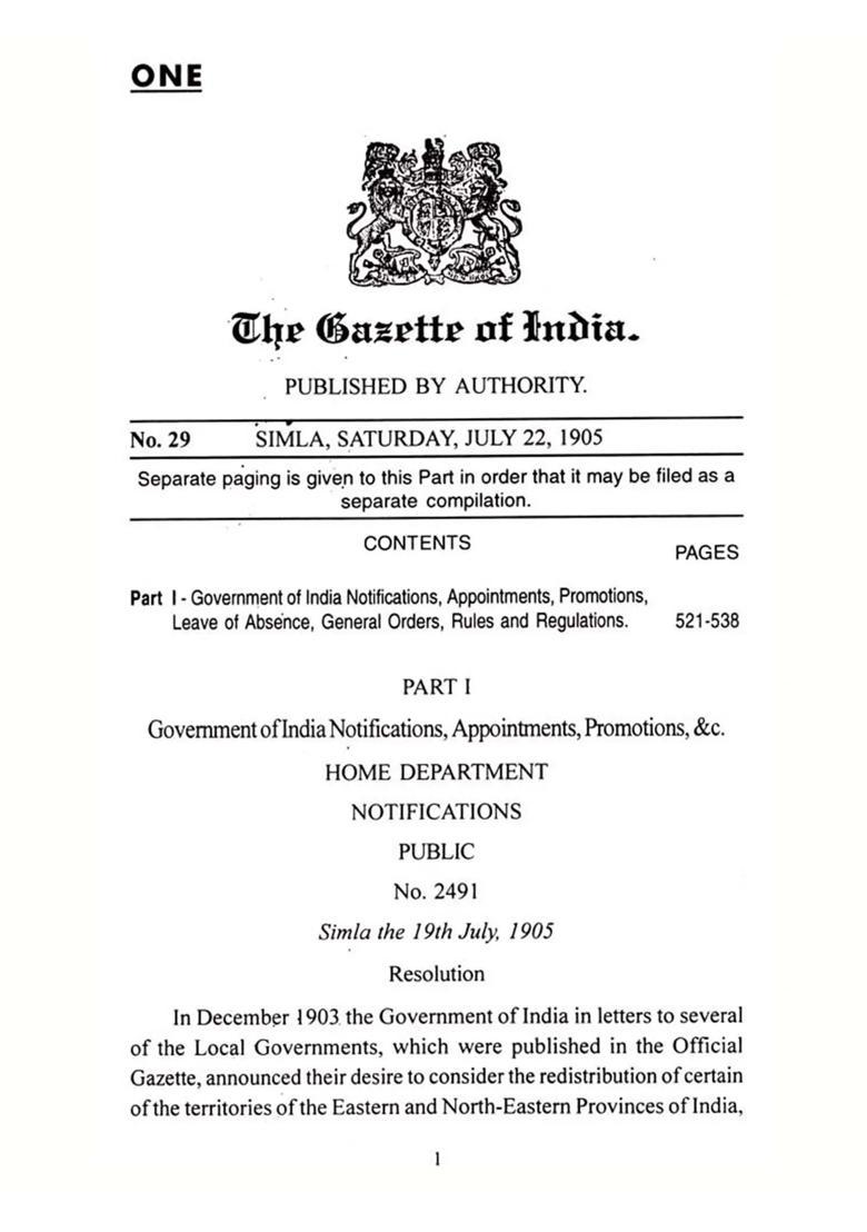 Bengal Partitioned- Selections from Confidential Records - Indya