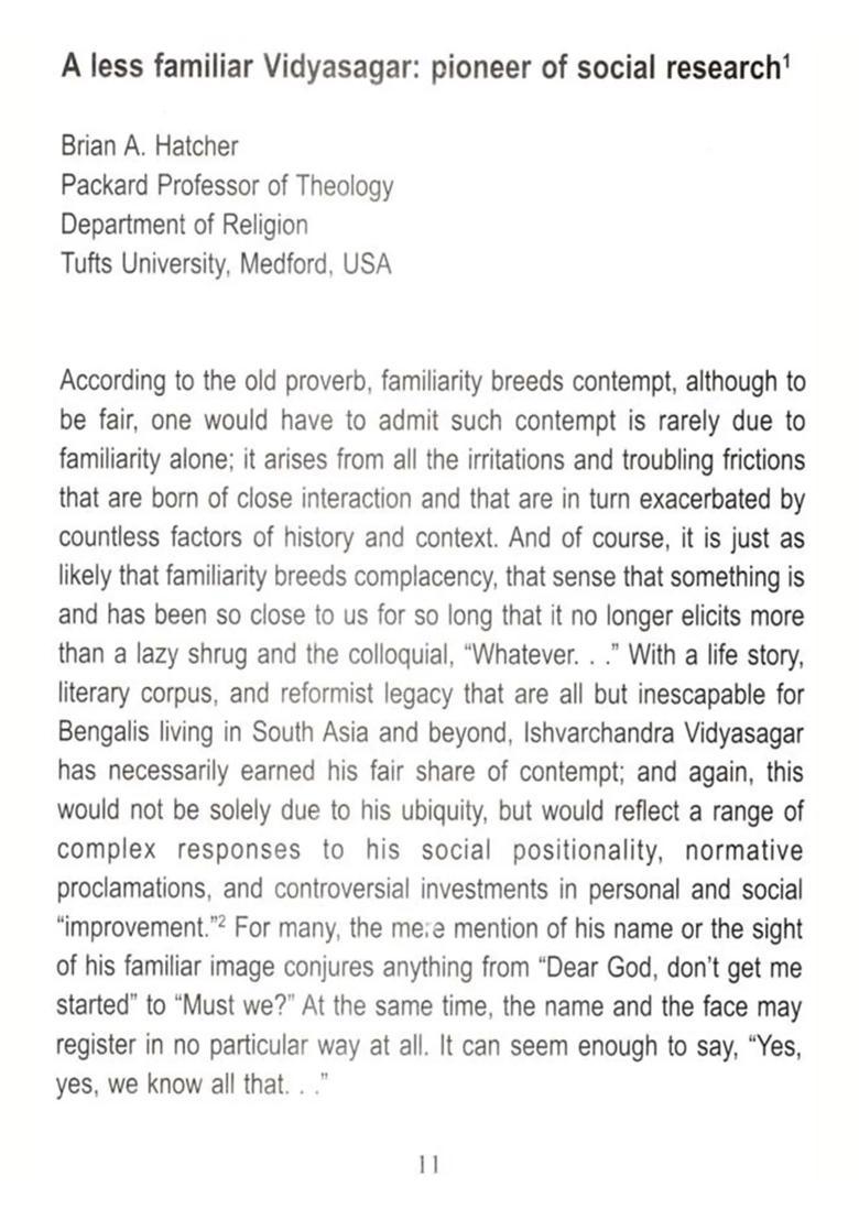 A Less Familiar Vidyasagar Pioneer of Social Research: The First Hara Prasad Shastri Lecture of ILSR - Indya