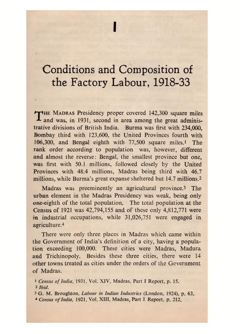 Labour Movement in Tamilnadu 1918-1933 (An Old and Rare Book) - Indya