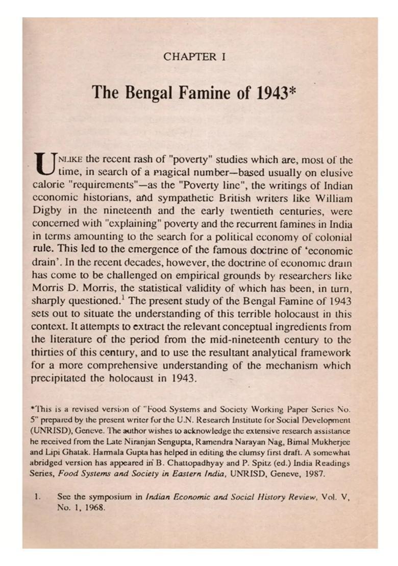 Food Insecurity and the Social Environment (Food Systems and the Human Environment in Eastern India Volume- 1, An Old and Rare Book) - Indya