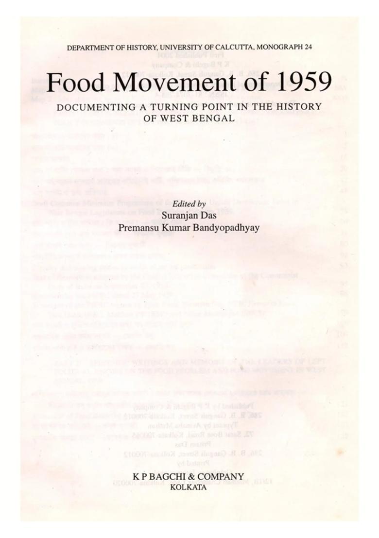 Food Movement of 1959- Documenting a Turning Point in the History of West Bengal (An Old and Rare Book) - Indya