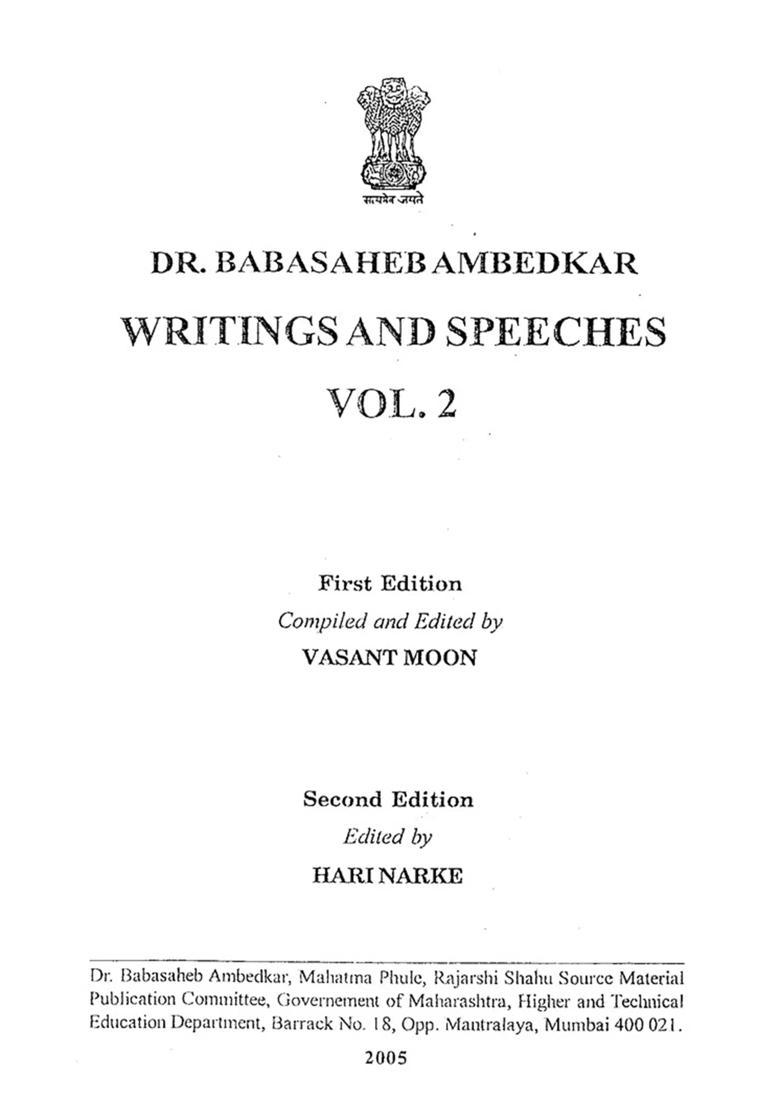 Dr. Babasaheb Ambedkar Writings and Speeches (Vol.2) - Indya