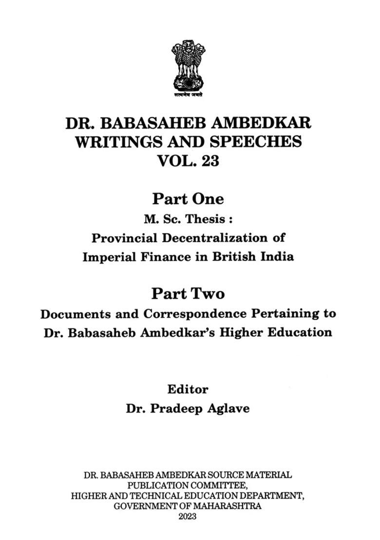 Dr. Babasaheb Ambedkar Writings and Speeches (Vol. 23) - Indya
