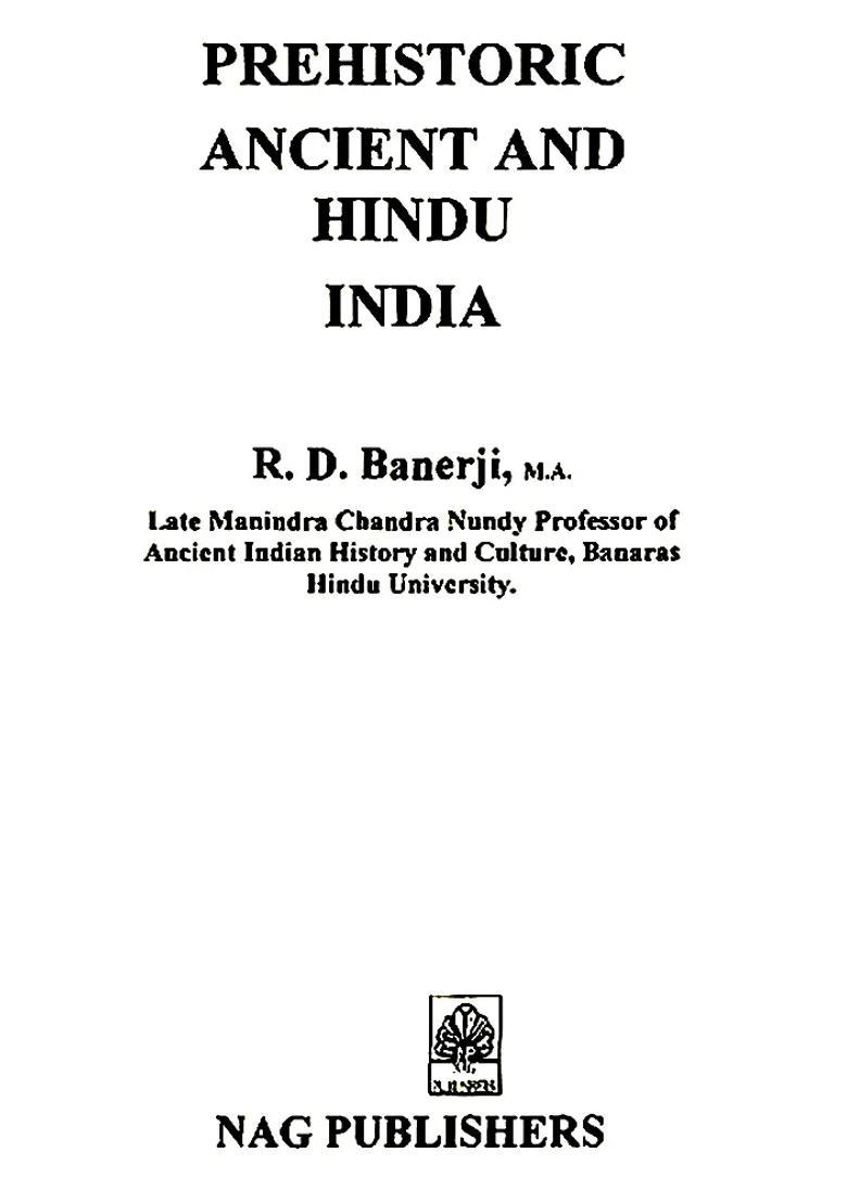 Prehistoric Ancient And Hindu India (An Old and Rare Book) - Indya