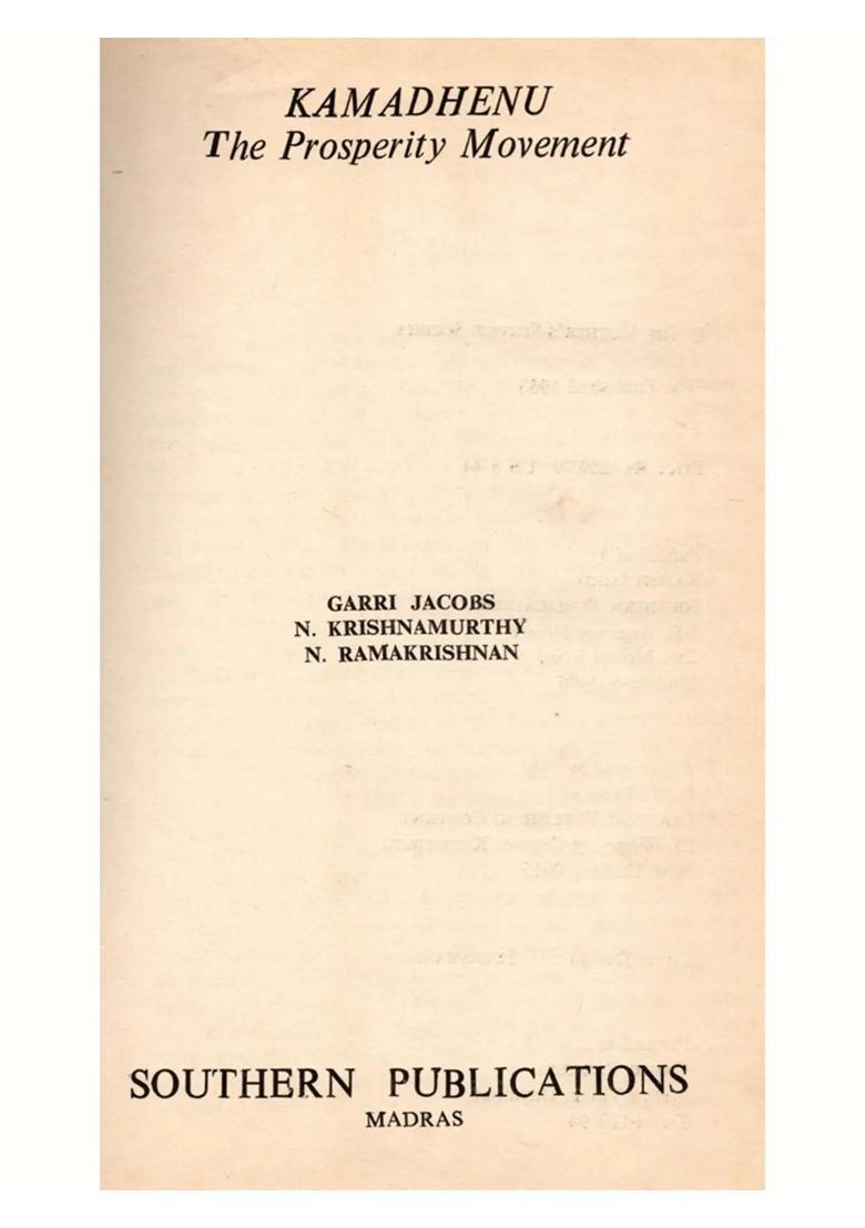 Kamadhenu- The Prosperity Movement (An Old and Rare Book) - Indya