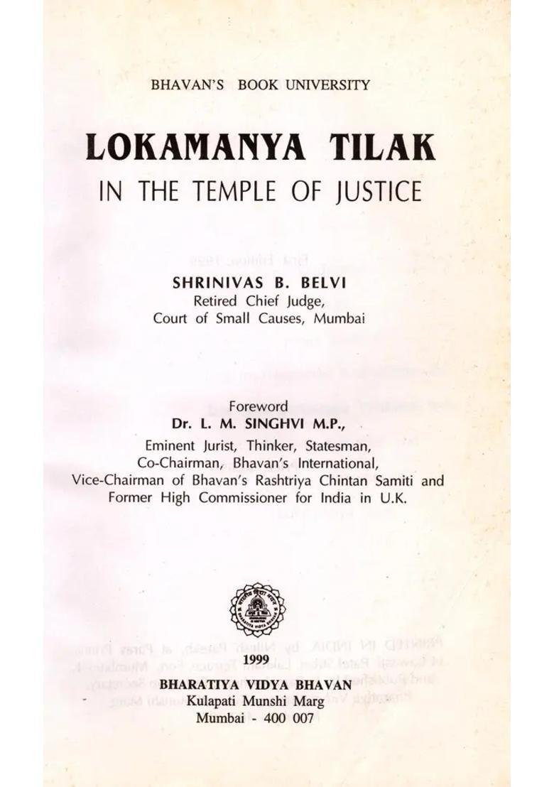 Lokamanya Tilak in the Temple of Justice (An Old and Rare Book) - Indya
