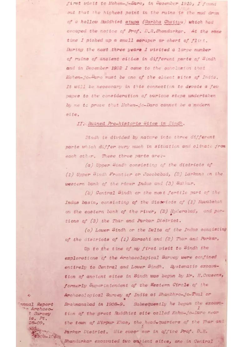 Mohenjodaro - A Forgotten Report (An Old and Rare with Pin Hole Book) - Indya