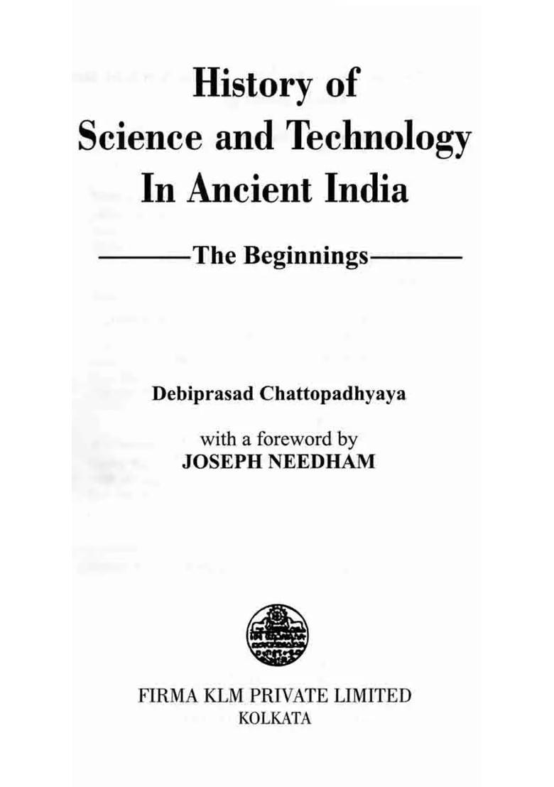 History of Science and Technology in Ancient India-The Beginnings - Indya