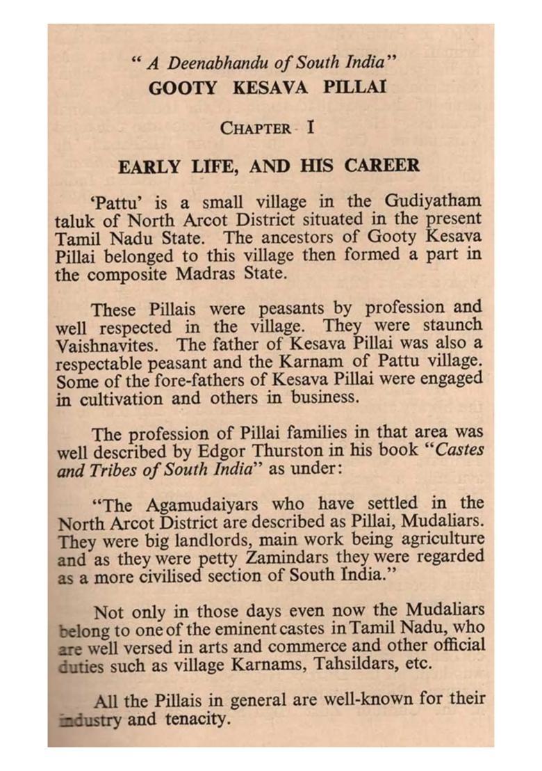 Gooty Kesava Pillai (A Deenabandhu of South India) (An Old and Rare Book) - Indya