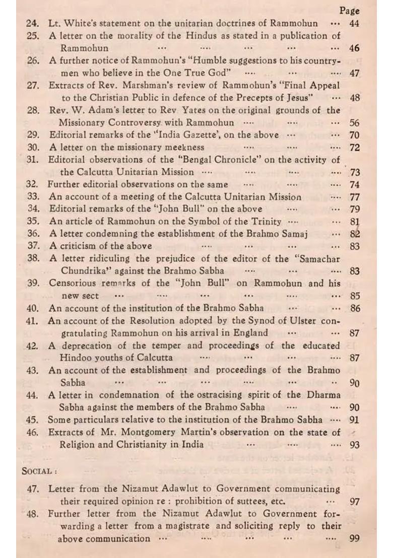 Raja Rammohun Roy and Progressive Movements in India (A Selection from Records 1775-1845, Volume-1, An Old and Rare Book) - Indya