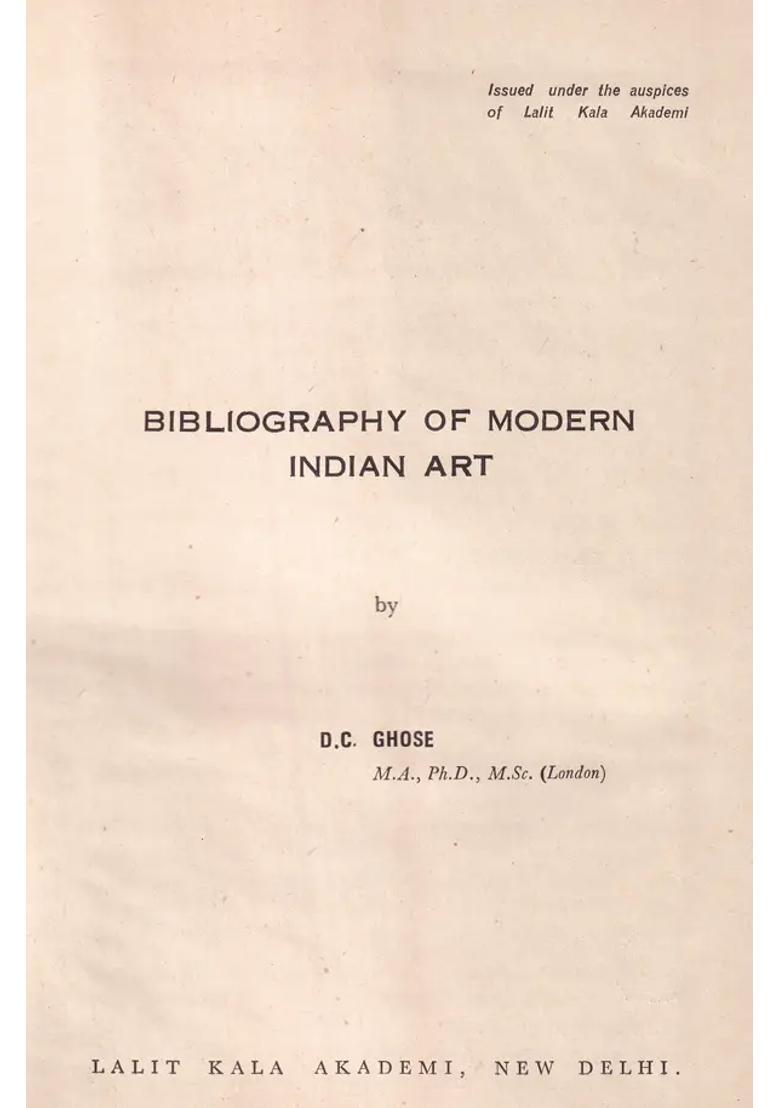 Bibliography of Modern Indian Art (An Old and Rare Book) - Indya