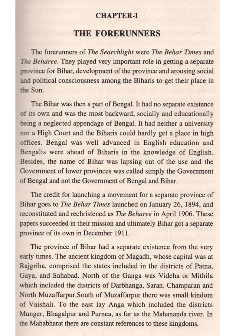 A History of the Searchlight: Colonial Bihar- Independence and Thereafter (An Old and Rare Book) - Indya