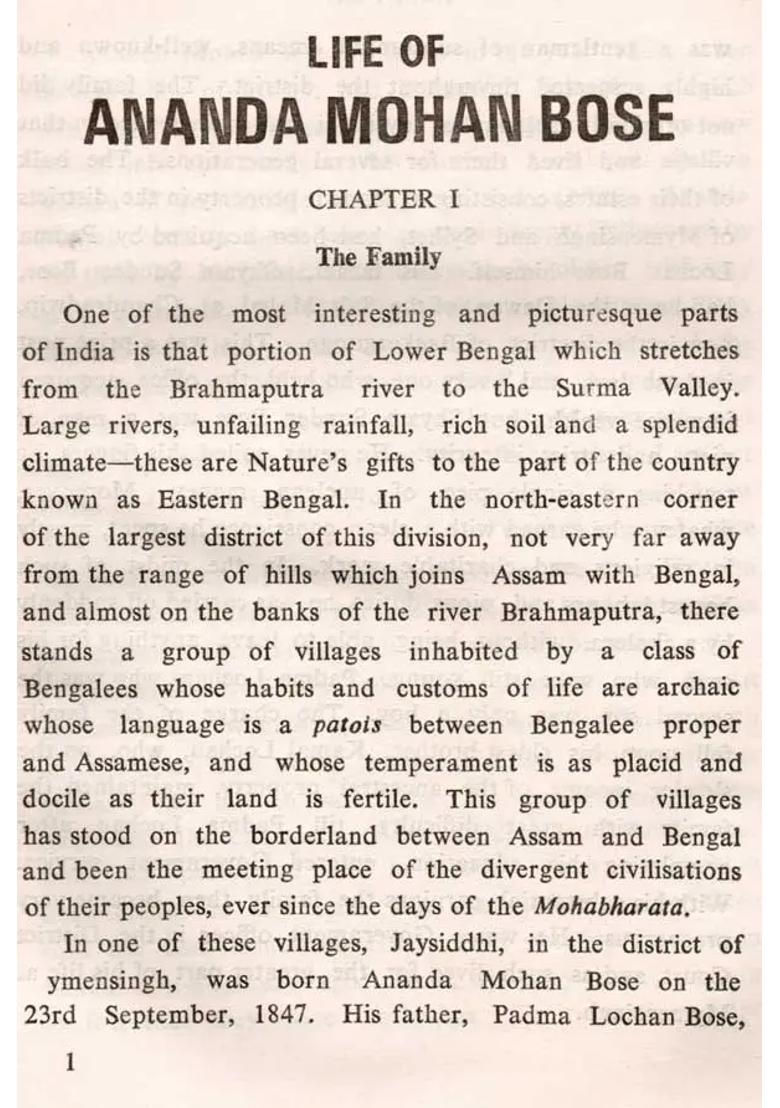 A Life of Ananda Mohan Bose 1847-1906 (An Old and Rare Book) - Indya