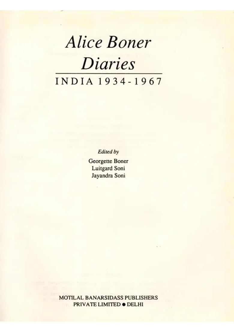 Alice Boner Diaries (India 1934-1967) (An Old and Rare Book) - Indya