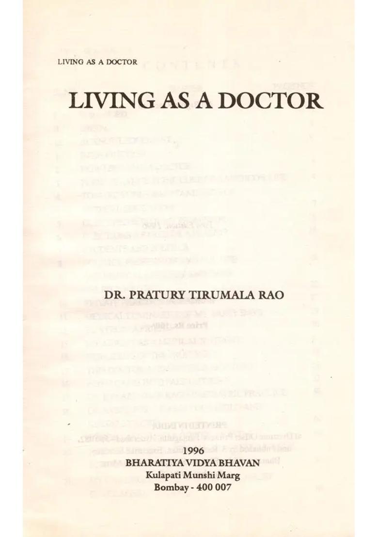 Living As a Doctor (An Old and Rare Book) - Indya
